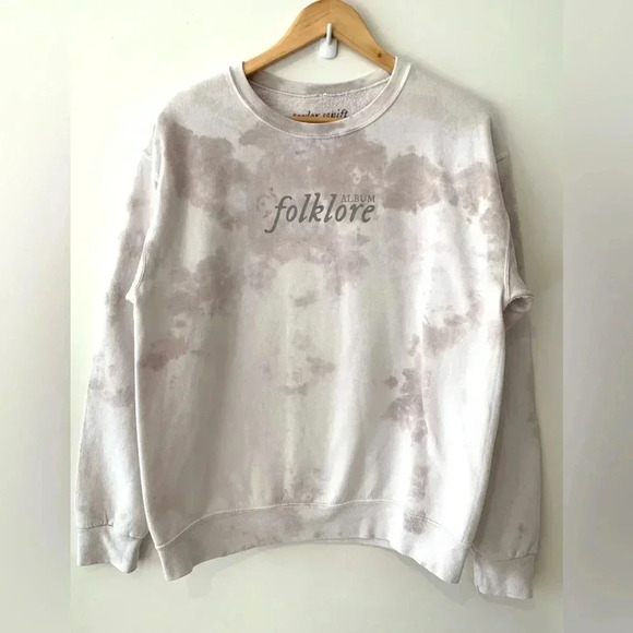 Taylor Swift Folklore Tie-Dye Sweatshirt - White and Gray - Picture 1 of 6